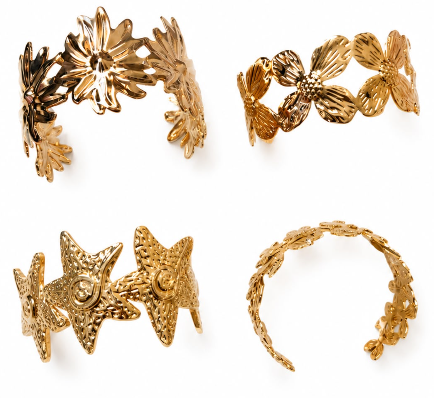 Gold Floral Cuff Kada | Botanical Open Bangle