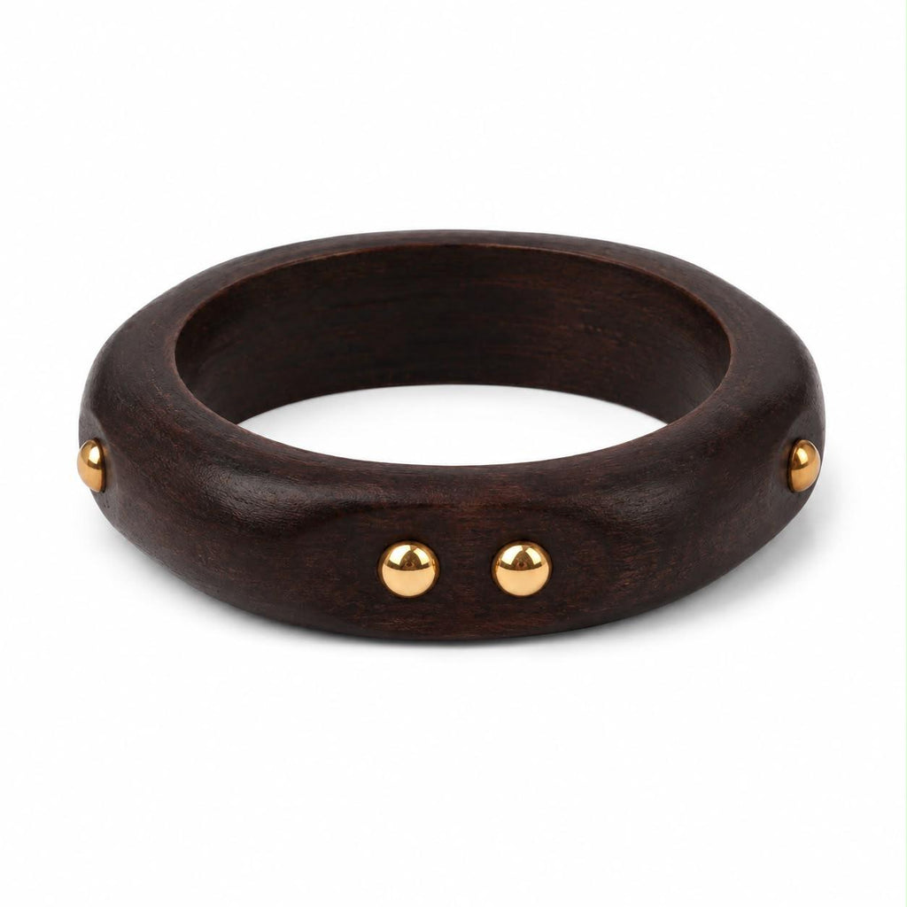 Wooden Bangle with Gold Accents