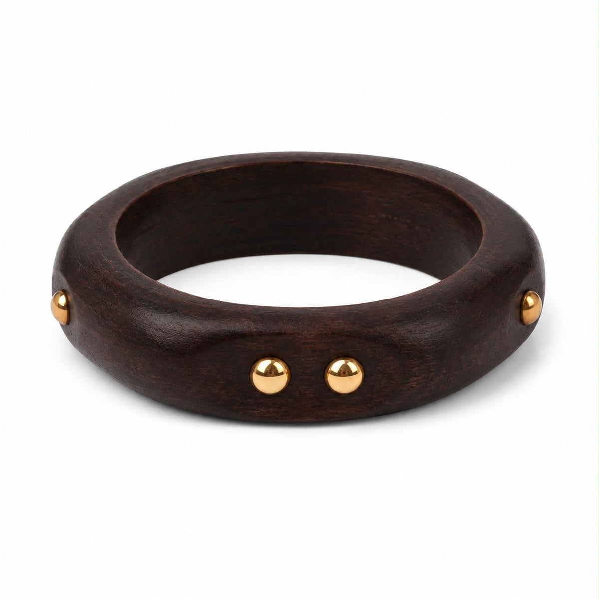 Wooden Bangle with Gold Accents