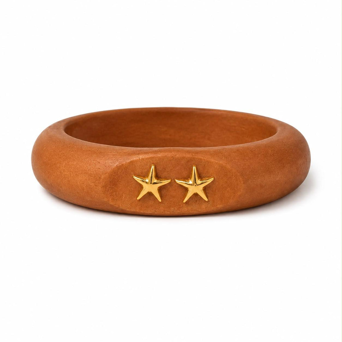 Wooden Bangle with Gold Accents