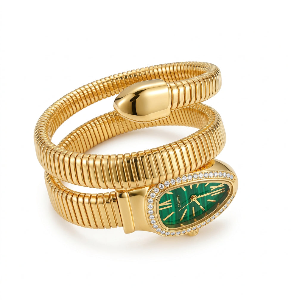 Anti-tarnish Gold-Tone Snake Wrap Bracelet Watch