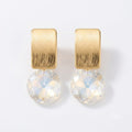 Gold Square Crystal Drop Earrings