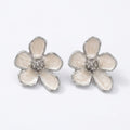 White Enamel Flower Stud Earrings