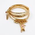 Gold Charm Bangle Bracelet Set