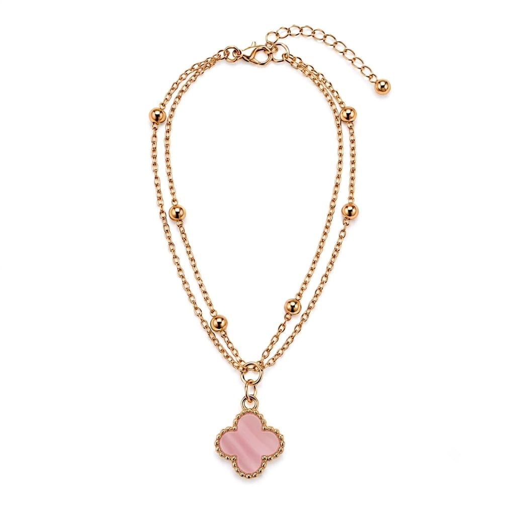 Rose Gold Double Layer Clover Charm Bracelet