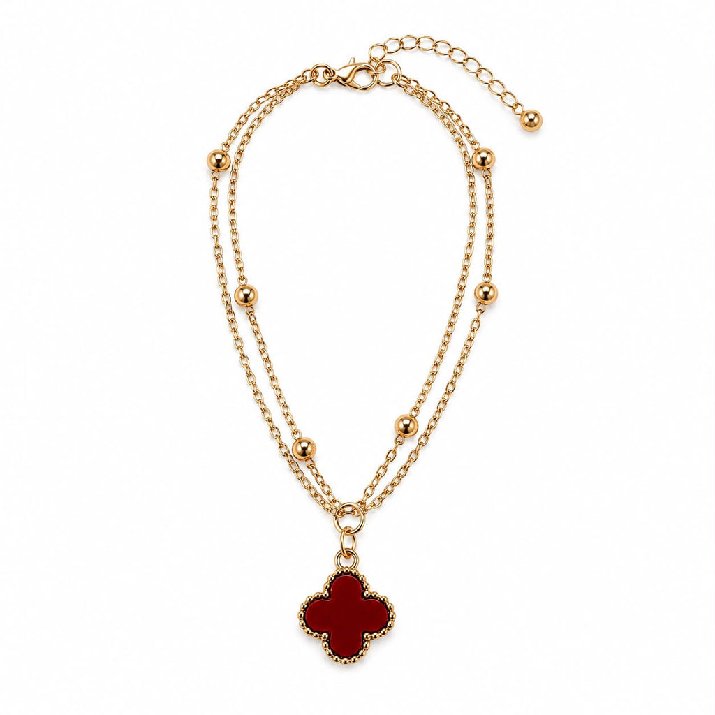 Rose Gold Double Layer Clover Charm Bracelet