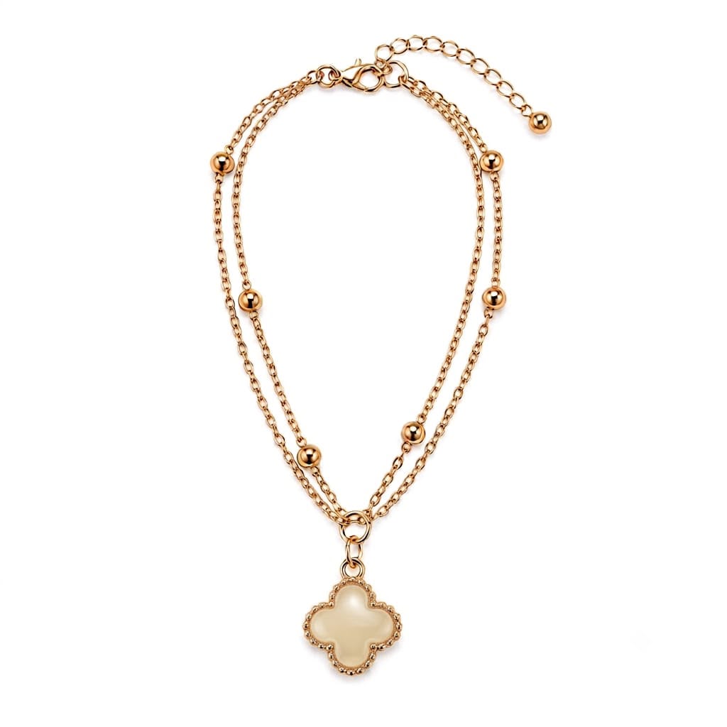 Rose Gold Double Layer Clover Charm Bracelet
