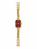 Burgundy Dial Women Watch – Octagonal Case Multi-Strand Chain Bracelet | BlindBling