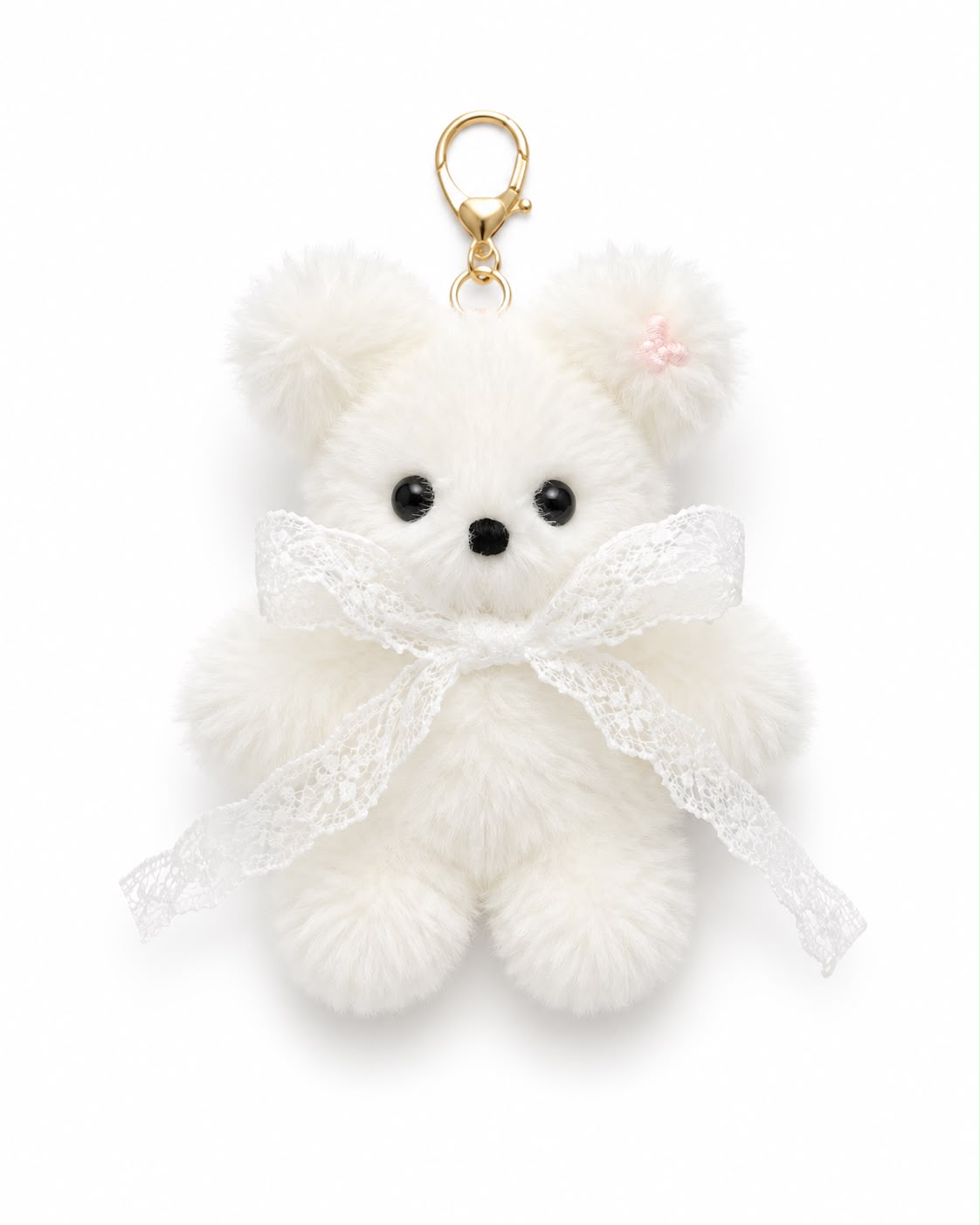 Angel Bear Plush Keychain & Bag Charm – Fluffy Kawaii Gift