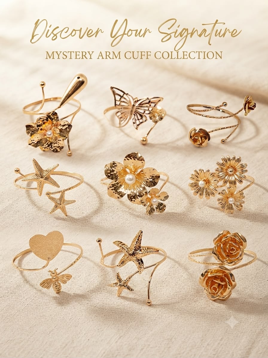 Gold Nature Arm Cuff Add-On | Butterfly, Shell, Sun & Floral
