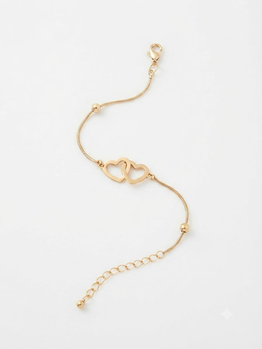 Gold-Tone Interlocking Heart Bracelet